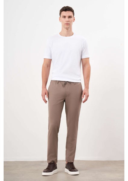 Erkek Kahve Poliviskon Trend Ipli Jogger Slim Fit Spor Pantolon fırsatları
