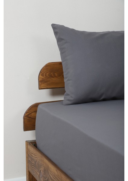 Antrasit 100x200 Tek Kişilik Lastikli Çarşaf Takımı Fitted Pamuklu Dokuma Kumaş Yastık Kılıflı indirimleri