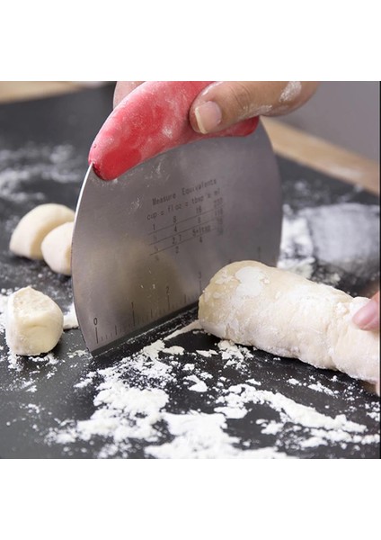 Paslanmaz Çelik Ölçülü Hamur Kesme Aparatı Kesici Kazıyıcı Pasta Şekillendiren Spatula
