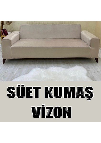 Süet Detaylı Angora Kumaş Üçlü & Çekyat Koltuk Kılıfı