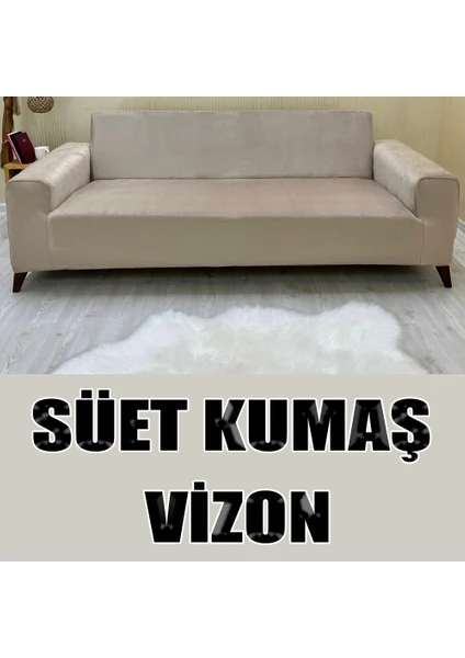 Süet Detaylı Angora Kumaş Üçlü & Çekyat Koltuk Kılıfı