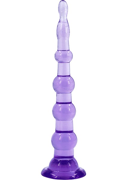 Mor 7 Boğumlu Yumuşak Esnek Jel Malzemeden Üretilmiş Alıştırıcı Açıcı Genişletici Anal Plug