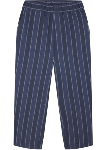 Lacivert Çizgili Dokuma Pantolon