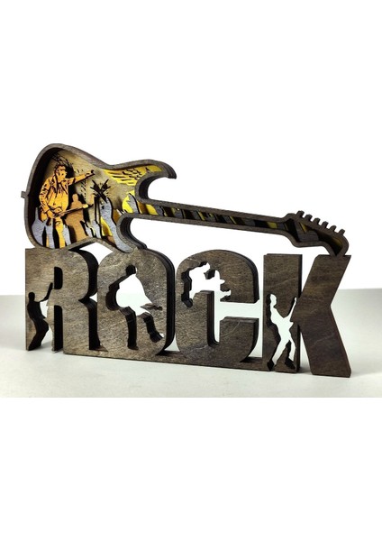 Ahşap Mdf Çok Katmanlı Elektro Gitar Rock Dekoratif Obje