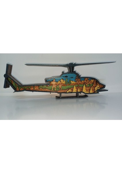 Ahşap Mdf Çok Katmanlı Helikopter Dekoratif Obje