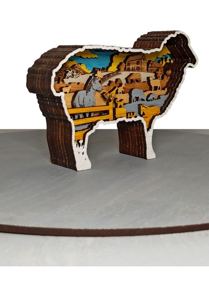 Ahşap Mdf Çok Katmanlı Çiftlik Temalı Koyun Dekoratif Obje modelleri