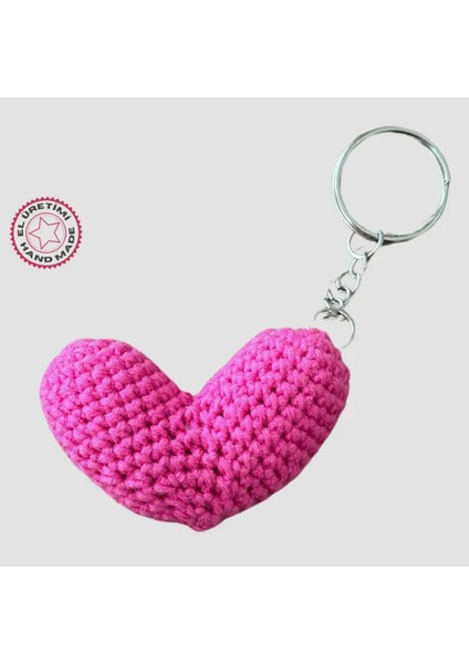 Uretti El Yapımı Amigurumi Kalp Anahtarlık 5cm - Pembe