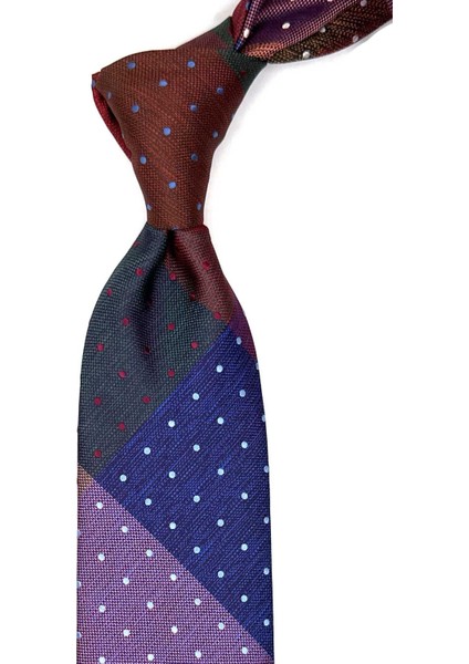 Puantiye Desen Çok Renkli Patchwork Klasik Kravat KK12754