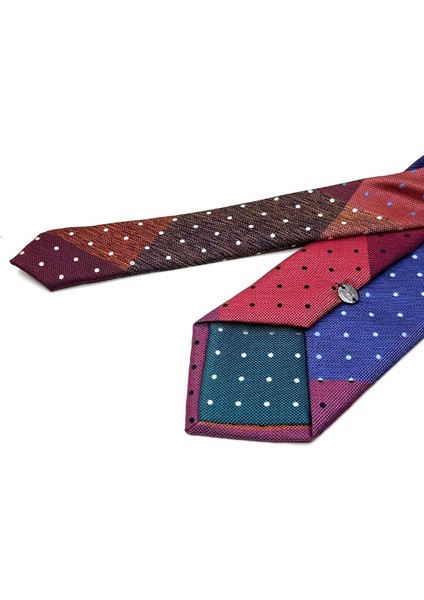 Puantiye Desen Çok Renkli Patchwork Klasik Kravat KK12754