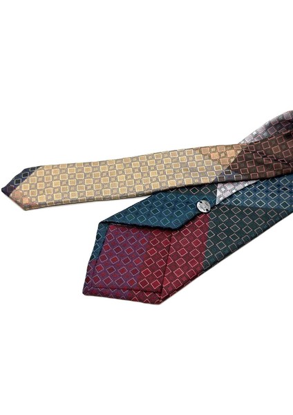 Nokta Desen Çok Renkli Patchwork Klasik Kravat KK12764