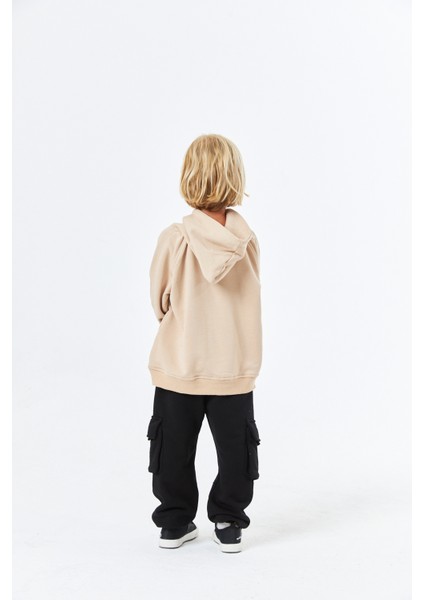 (SCE-1329) Serbend Kıds Düşük Omuz Baskılı Erkek Çocuk Kapüşonlu Sweatshirt