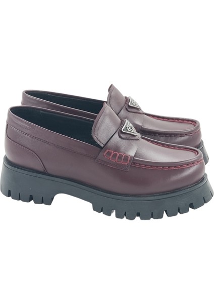 26252105 Günlük Loafer Bordo Tokalı