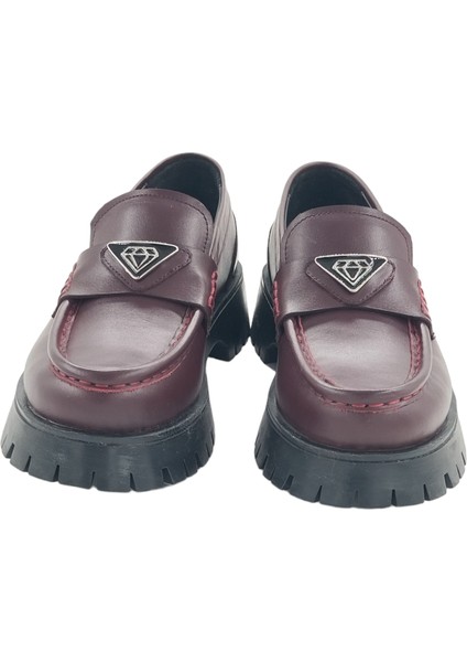 26252105 Günlük Loafer Bordo Tokalı