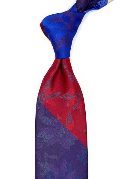 Çiçek Desen Çok Renkli Patchwork Klasik Kravat KK12761