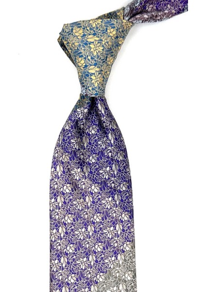 Çiçek Desen Çok Renkli Patchwork Klasik Kravat KK12813