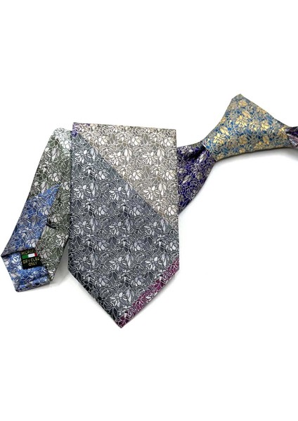 Çiçek Desen Çok Renkli Patchwork Klasik Kravat KK12813