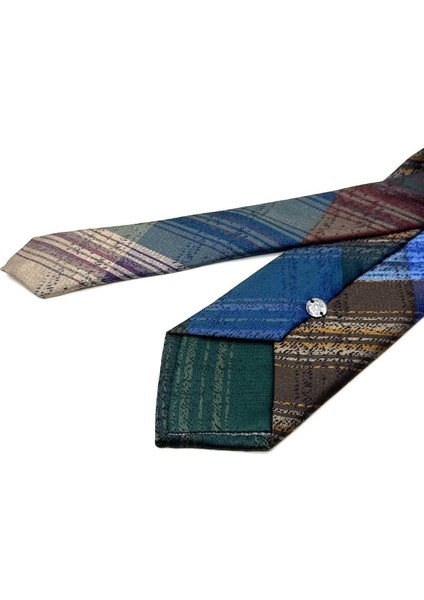Kum Desen Çok Renkli Patchwork Klasik Kravat KK12790