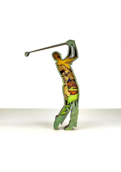 Ahşap Mdf Çok Katmanlı Golf Oynayan Adam Dekoratif Obje