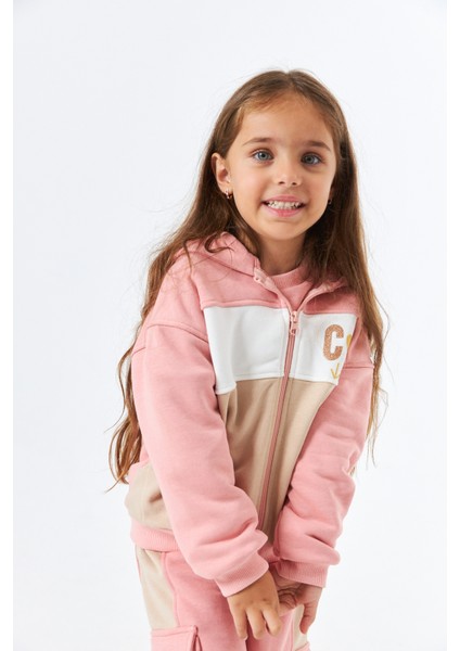 SCK-1348 Serbend Kids Kız Çocuk Kapüşonlu Fermuarlı Sweat