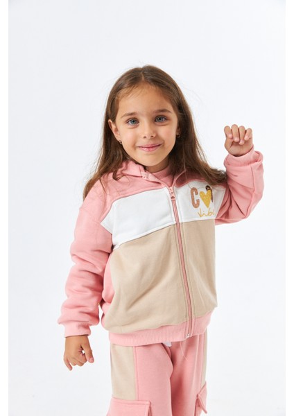 SCK-1348 Serbend Kids Kız Çocuk Kapüşonlu Fermuarlı Sweat