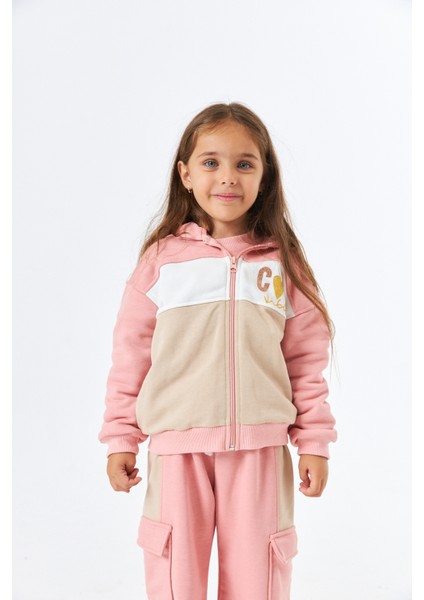 SCK-1348 Serbend Kids Kız Çocuk Kapüşonlu Fermuarlı Sweat