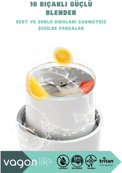 340ML Type-C Sarjlı 10 Bıçaklı Pipetli/pipetsiz Kullanım Taşınabilir Blender Smoothie Tritan Matara fiyatları