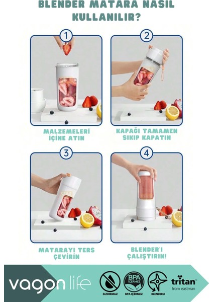 340ML Type-C Sarjlı 10 Bıçaklı Pipetli/pipetsiz Kullanım Taşınabilir Blender Smoothie Tritan Matara fırsatları