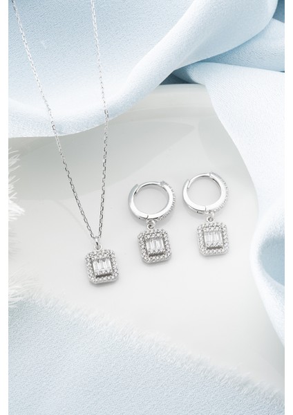 925 Ayar Gümüş Baget Kolye Küpe Set fırsatları