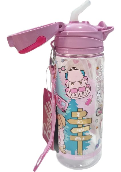 Barbie Matara 500 ml - Çocuk Suluk, Matara, Pipetli Suluk, Askılı Suluk Barbie Matara