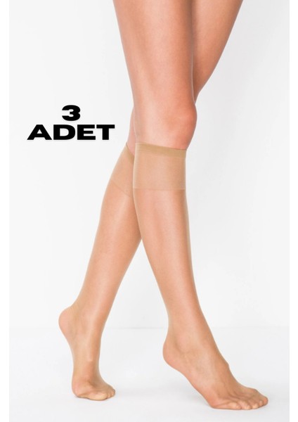 3 Adet. Bronz. Mat. 15 Den. Süper. Ince. Burnu Dayanıklı. Pantolon Çorabı. Renk No:38