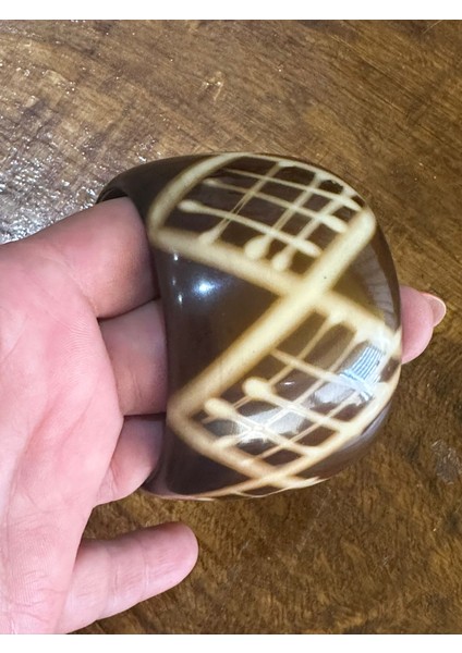 Kahverengi Desenli Hint Kemik Bilezik Çap 7 cm