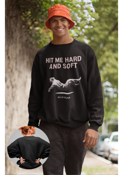Hit Me Hard And Soft Yazılı Kapüşonsuz Sweatshirt, Oversize Billie Eilish Baskılı Sweat