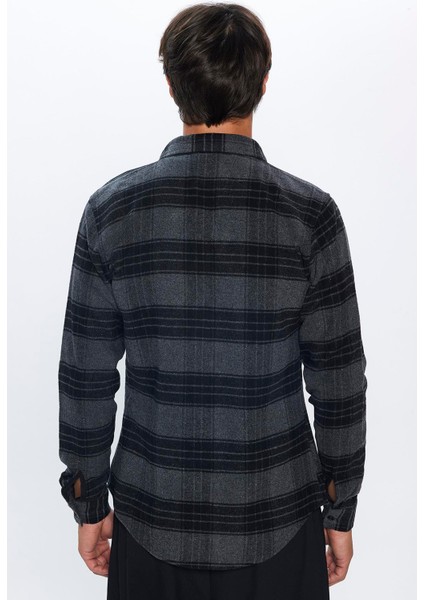 Erkek Slim Fit Dar Kesim Oduncu Kareli Kışlık Gömlek