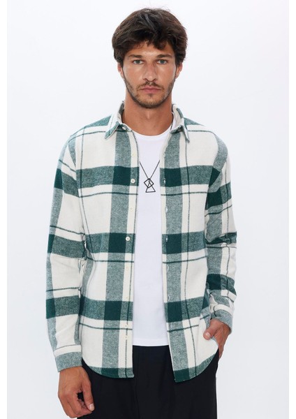 Erkek Slim Fit Dar Kesim Oduncu Kareli Kışlık Gömlek