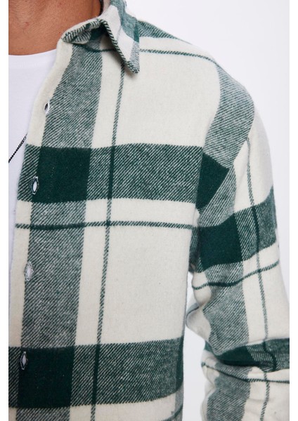 Erkek Slim Fit Dar Kesim Oduncu Kareli Kışlık Gömlek