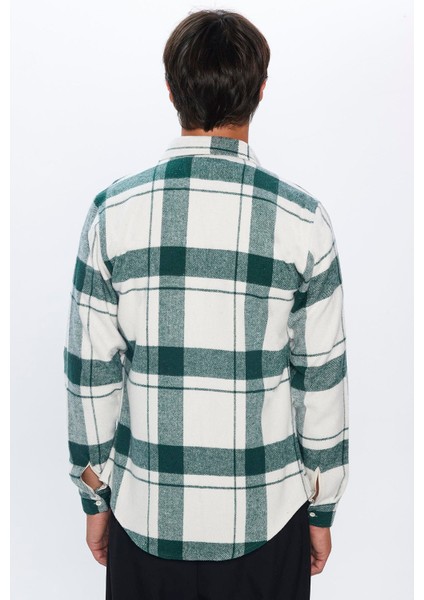 Erkek Slim Fit Dar Kesim Oduncu Kareli Kışlık Gömlek