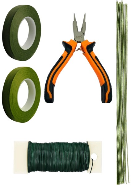 Çiçek Düzenleme Kiti Çiçek Bandı 1 x 35 metre Çiçek Teli No 26 0.8 mm Sarma