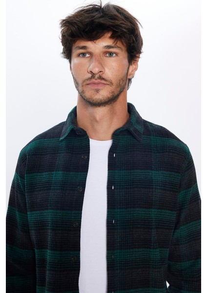 Erkek Slim Fit Dar Kesim Oduncu Kareli Kışlık Gömlek modelleri