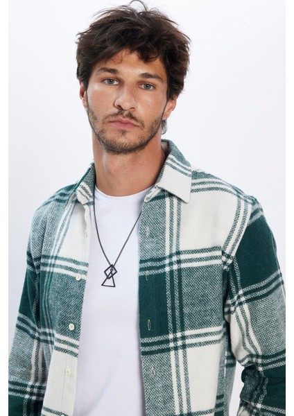 Erkek Slim Fit Dar Kesim Oduncu Kareli Kışlık Gömlek modelleri