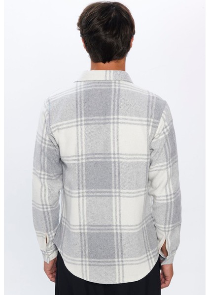 Erkek Slim Fit Dar Kesim Oduncu Kareli Kışlık Gömlek