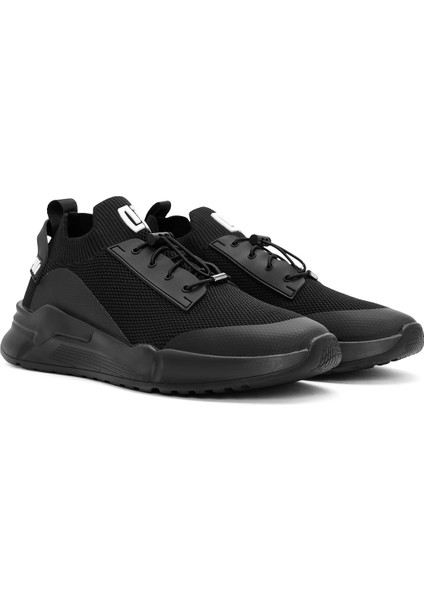 Erkek Siyah Bağcıklı Kumaş Sneaker 24WFD69186F
