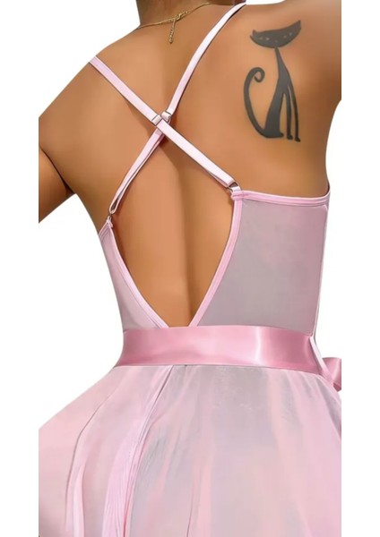 Kemerli Dantel Işlemeli Şık Tasarım Kadın Seeksi Faantezi Kostümü Pembe fiyatları