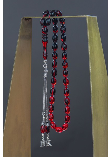 Harfli Gümüş Püsküllü Ateş Kehribar Tesbih