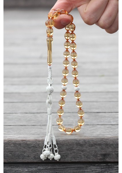 Gümüş Kazaz Püsküllü Ateş Kehribar Tesbih