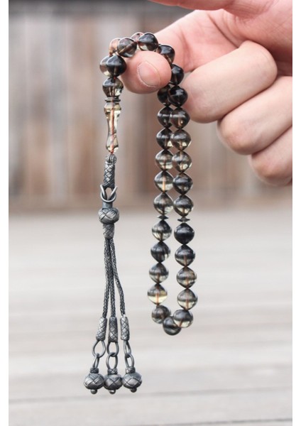 Gümüş Kazaz Püsküllü Ateş Kehribar Tesbih