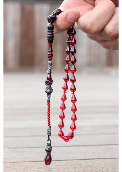 Sertifikalı Gümüş Kazaz Püsküllü Ateş Kehribar Tesbih