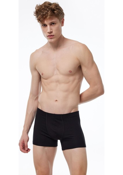 Erkek Siyah Beyaz Gri 3 Lü Paket Modal Likralı Boxer 3M058 058