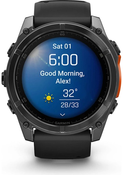 Fenix 8 – 51MM Amoled Slate Gri, Siyah Silikon Kayışlı