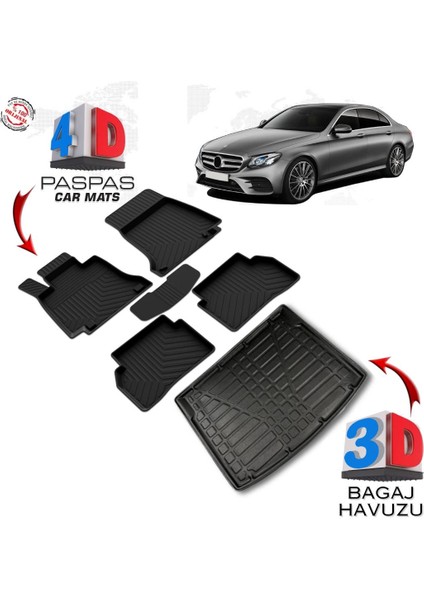 3K Store Mercedes E W213 4d Paspas ve Rampalı 3D Bagaj Havuzu 2016 2020