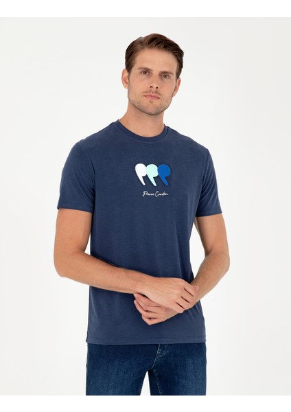 Erkek Lacivert Slim Fit Tişört 50290643-VR033
